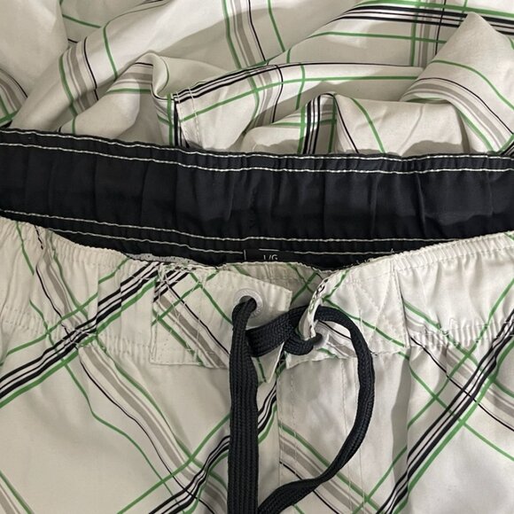 Ocean Pacific Men's Board Shorts Trunks Gray White with Diagonal Stripes L 36-38 - Picture 4 of 6